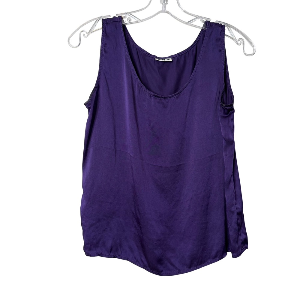 Silx Silk Sleeveless Top Womens M Purple Boxy Tank Boxy Vintage Boho Classic